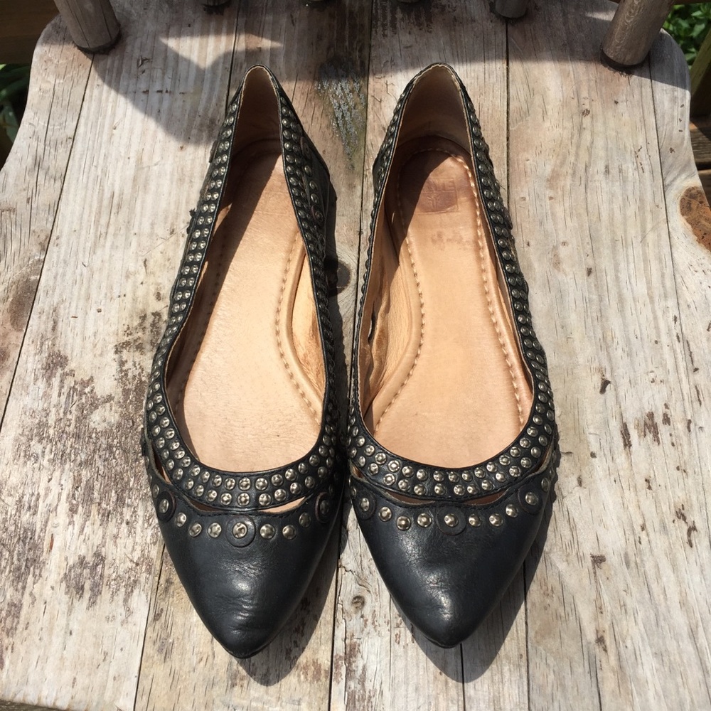 Fry leather flats with silver studs
